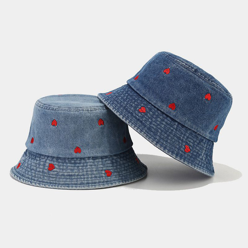 New Fashion Small Love Embroidered Fisherman Hat