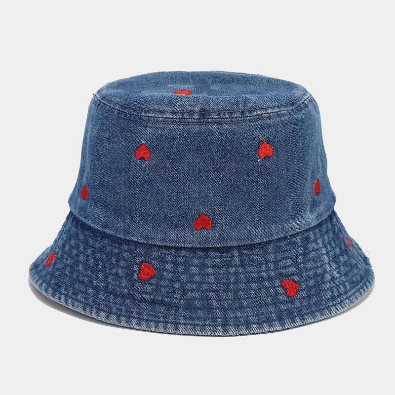 New Fashion Small Love Embroidered Fisherman Hat