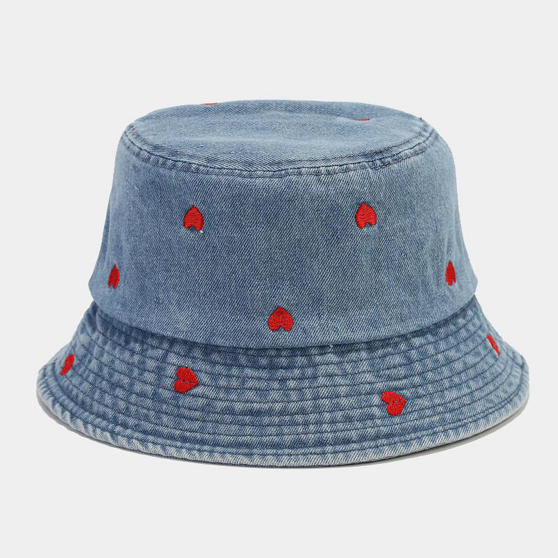 New Fashion Small Love Embroidered Fisherman Hat