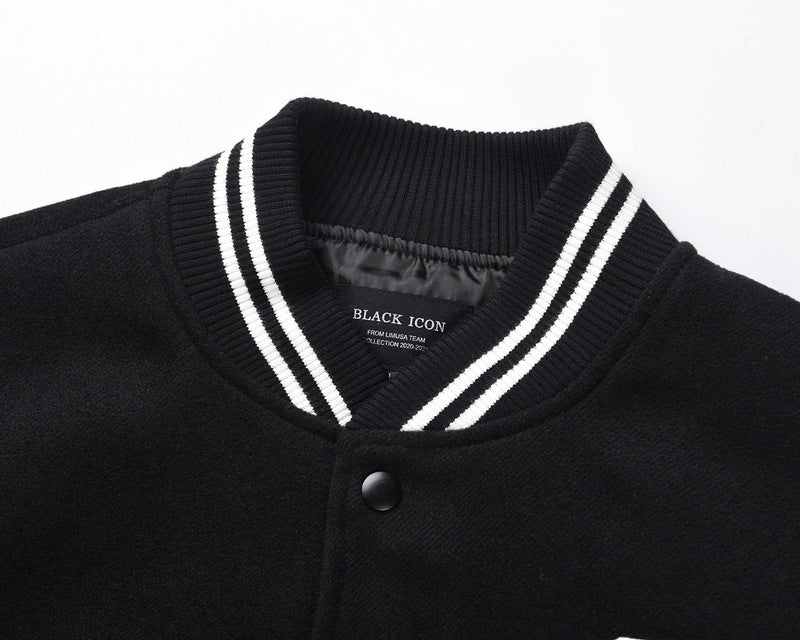 Embroidered Leather Patchwork Sports Casual Jacket Baseball Uniform