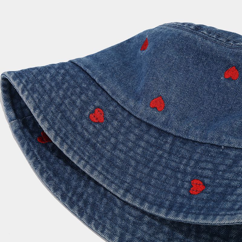 New Fashion Small Love Embroidered Fisherman Hat