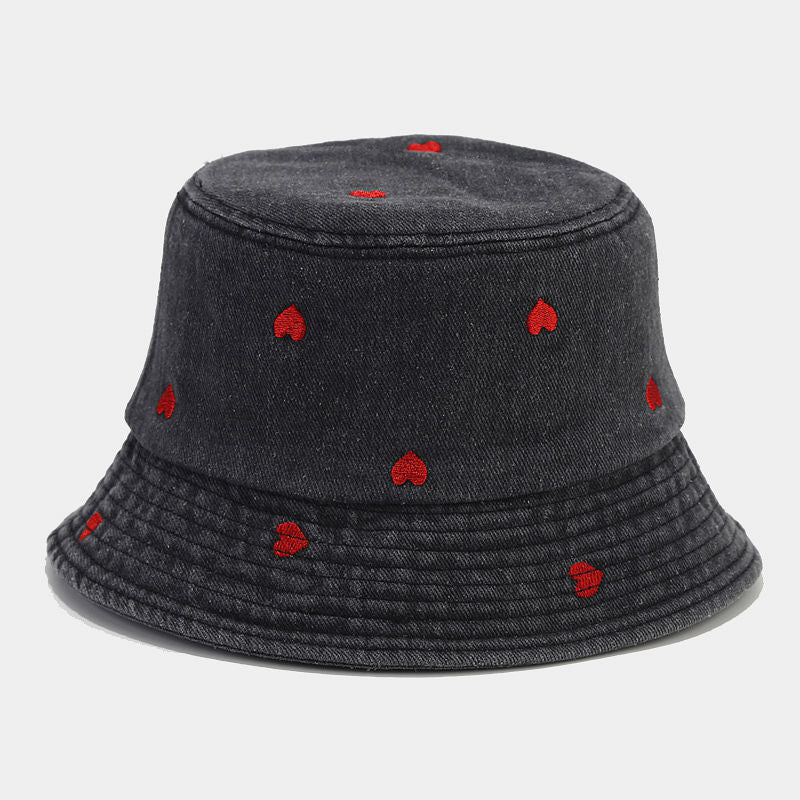 New Fashion Small Love Embroidered Fisherman Hat
