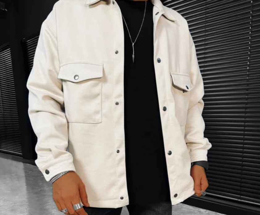 Men's Print Contrasting Lapel Long Sleeve Shirt