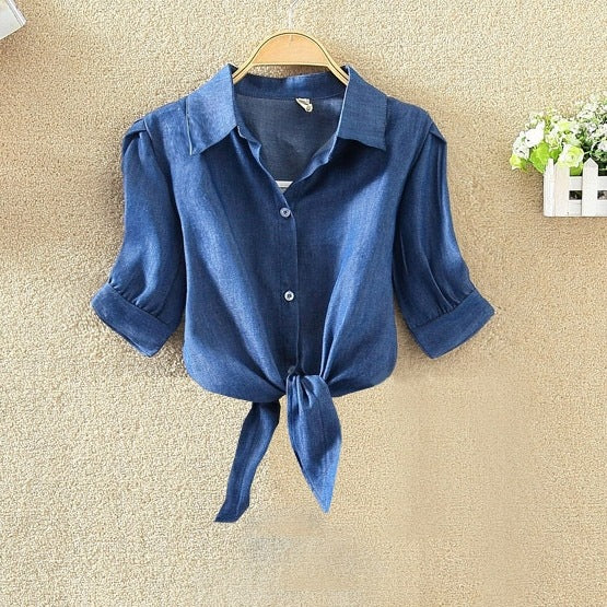 Summer new Korean style bubble sleeve shirt