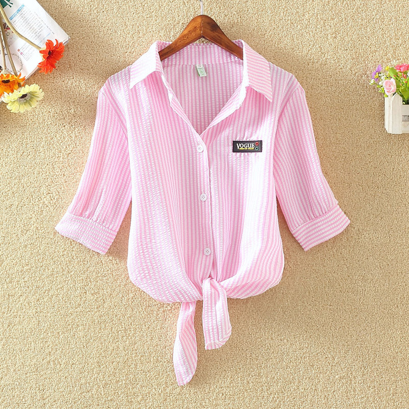 Summer new Korean style bubble sleeve shirt