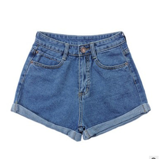 High waist jeans Japanese style loose large size curling thin summer tide female shorts