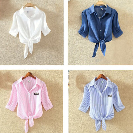 Summer new Korean style bubble sleeve shirt