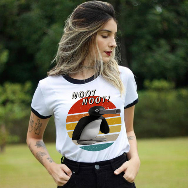 Noot Noot Pingu Women T-Shirt Funny Kawaii Tshirt Aest