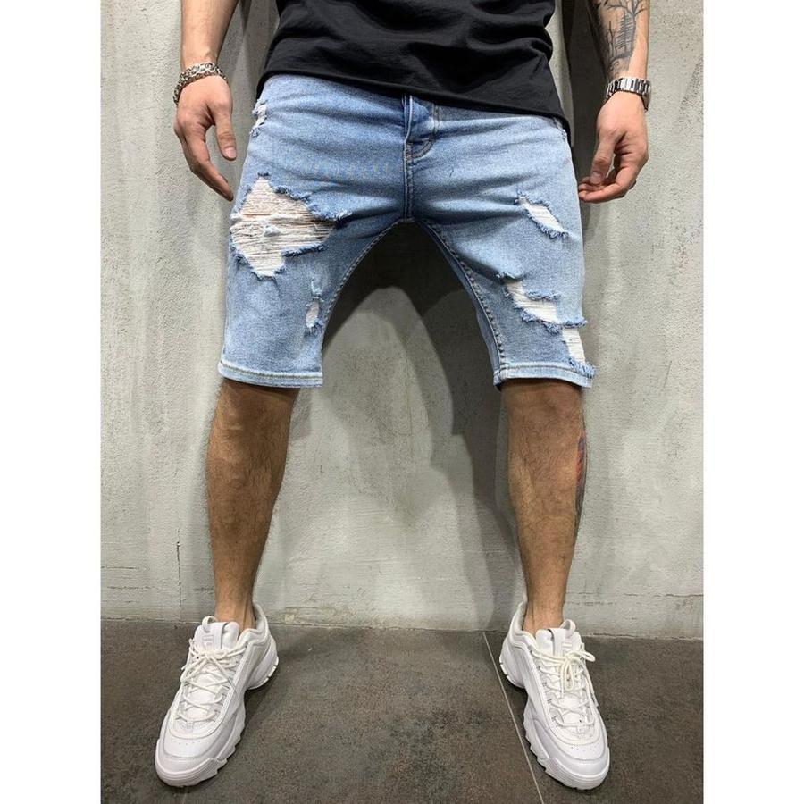 Denim Pants With Holes, Slim Fit, Men'S Pants, Men'S Pants