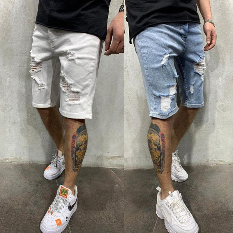 Denim Pants With Holes, Slim Fit, Men'S Pants, Men'S Pants