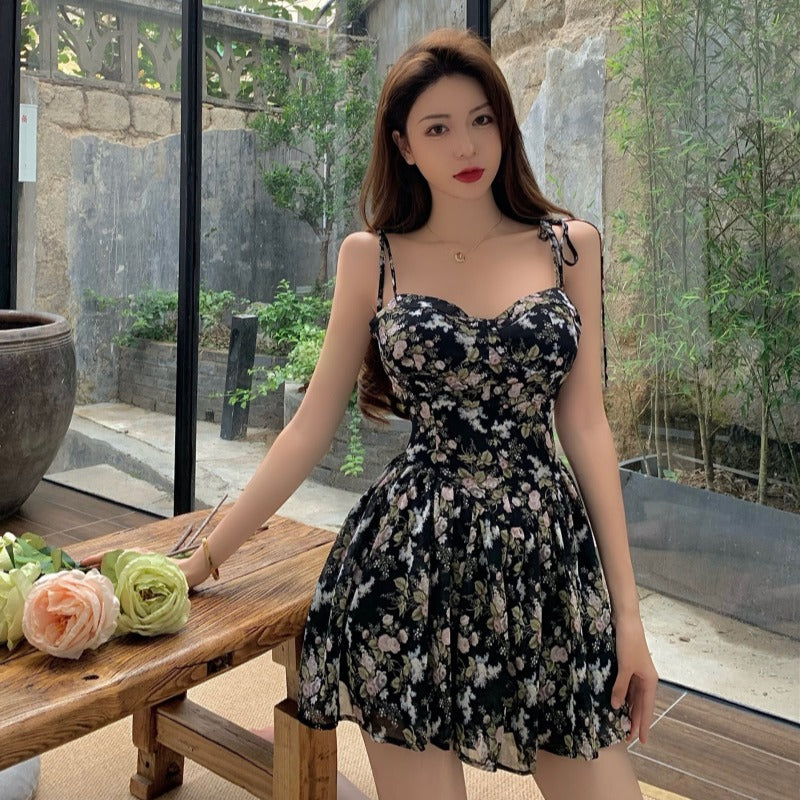 Floral Dress Women"S Chiffon Waist Down Sexy Pure Desire Style Suspender Skirt New Princess Skirt In Summer