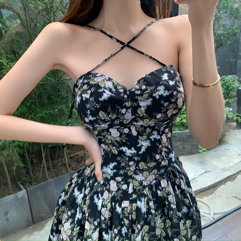 Floral Dress Women"S Chiffon Waist Down Sexy Pure Desire Style Suspender Skirt New Princess Skirt In Summer