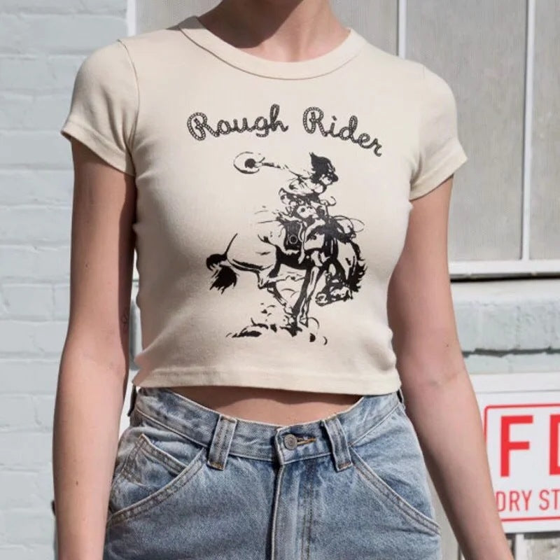 Slim crew neck lettered short T-shirt
