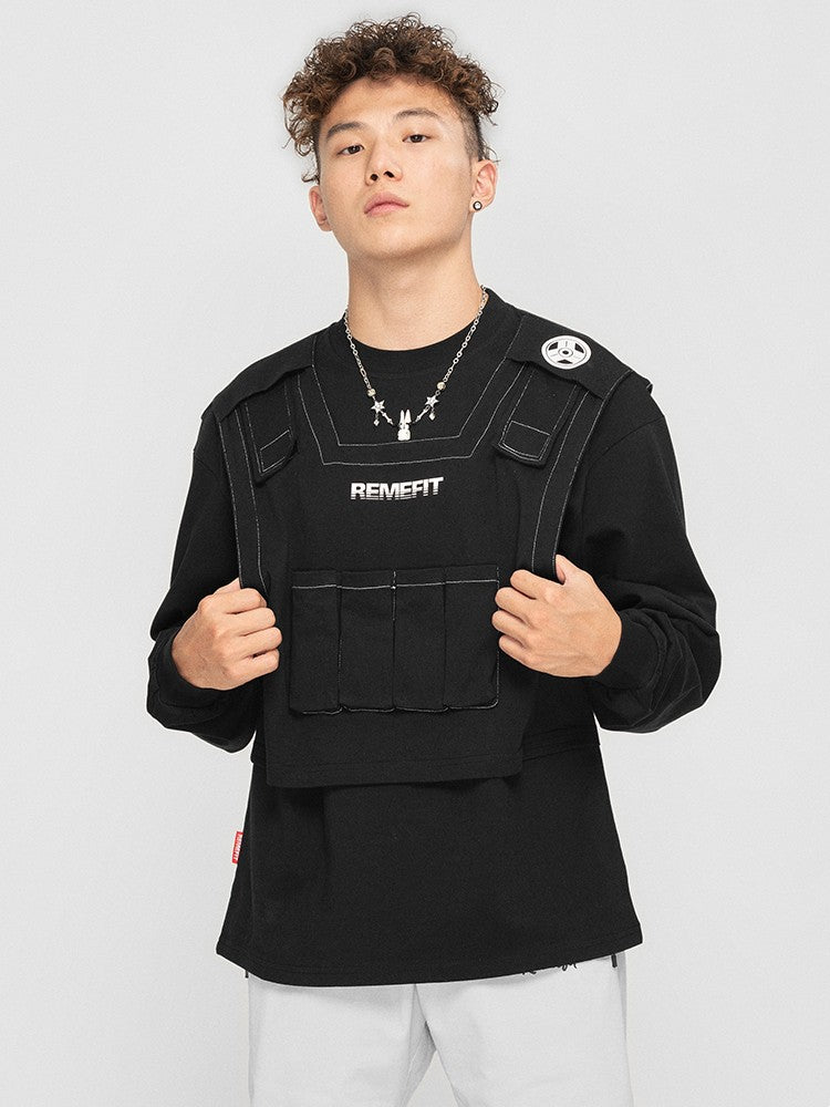 Tactical Vest  Two-piece Cotton Stretch Long Sleeve Top