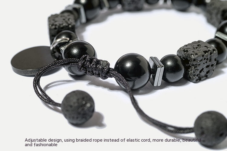 Vintage Volcanic Rock Original Natural Obsidian Bracelet