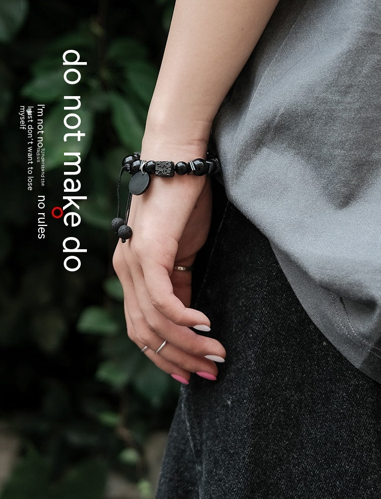 Vintage Volcanic Rock Original Natural Obsidian Bracelet