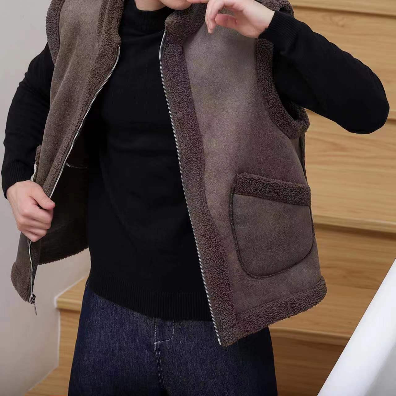 Men's Fleece Double-sided Lamb Wool Jacket