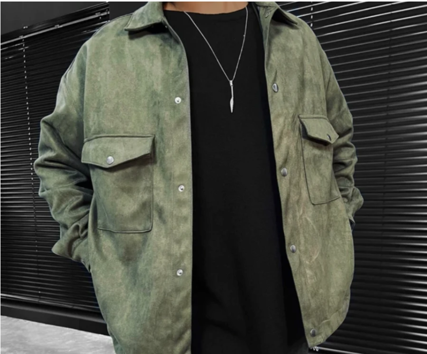 Men's Print Contrasting Lapel Long Sleeve Shirt