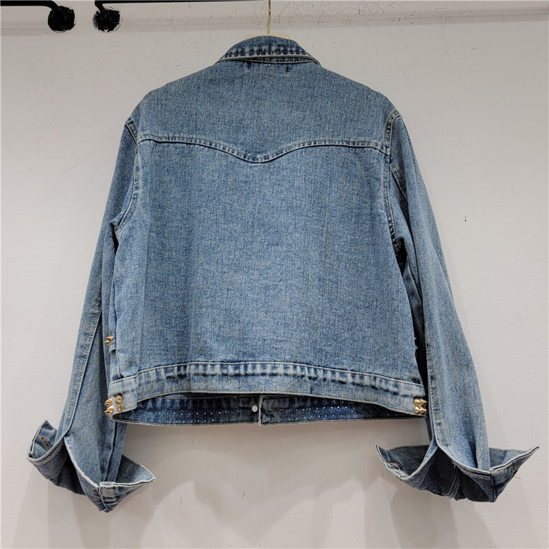 Heavy Industry Design Love Beaded Short Denim Coat