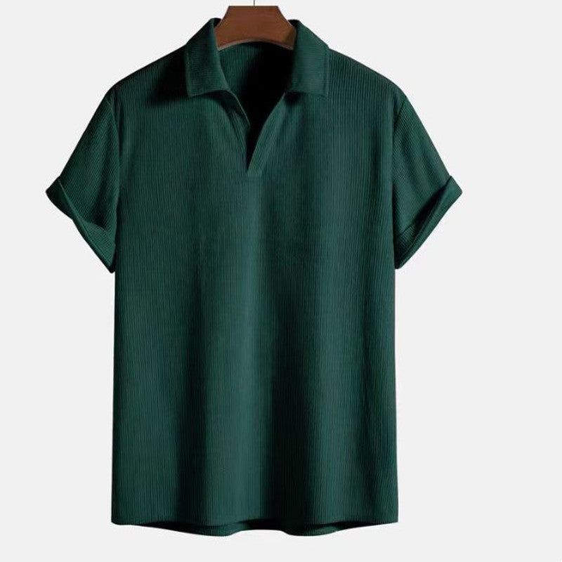 Men's Fashion Casual Loose Striped Short Sleeve Shirt