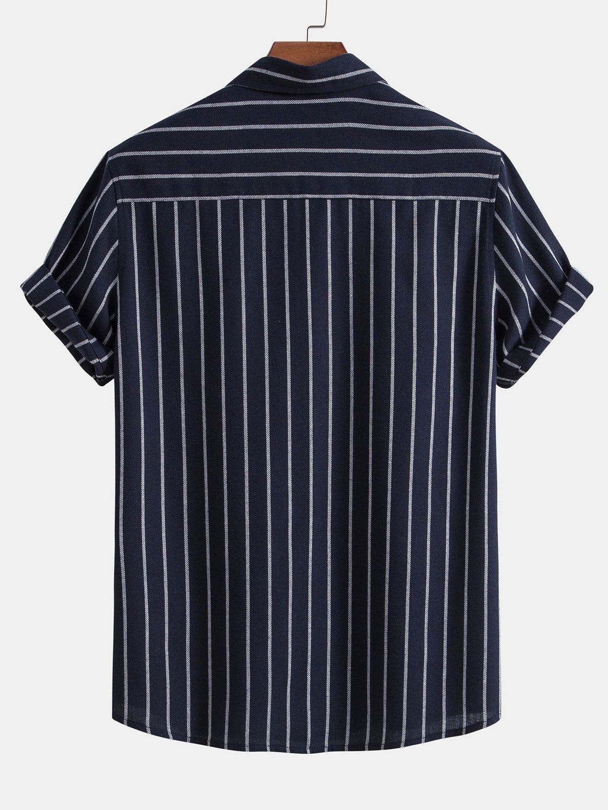 Striped Digital Printing Men's Short-sleeved Shirt