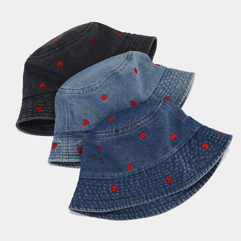 New Fashion Small Love Embroidered Fisherman Hat