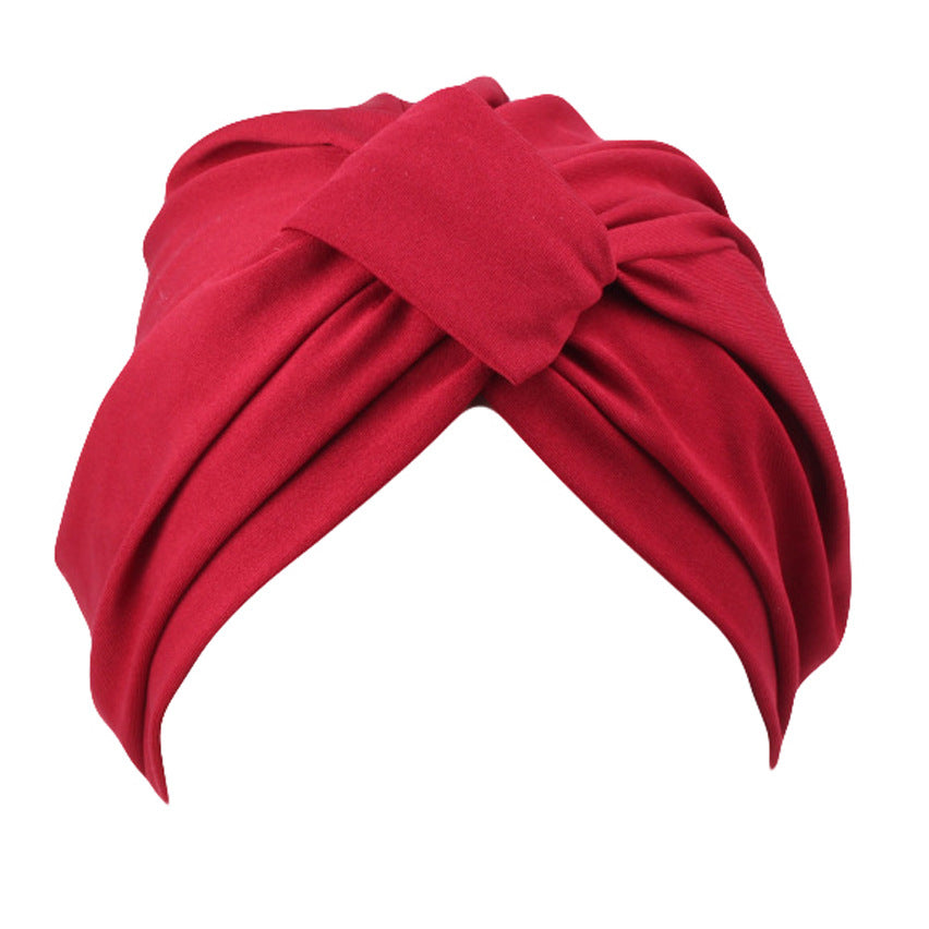 Angled Cotton Faux Knit Fabric Solid Yoga Indian Hat