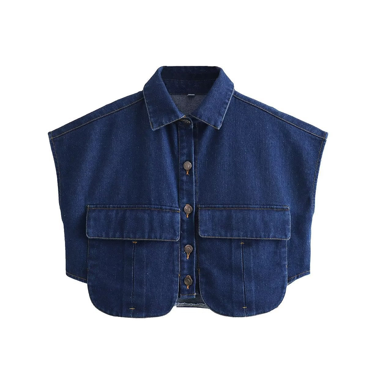 European And American Style Lapel T-shirt Shory Style Denim Shirt