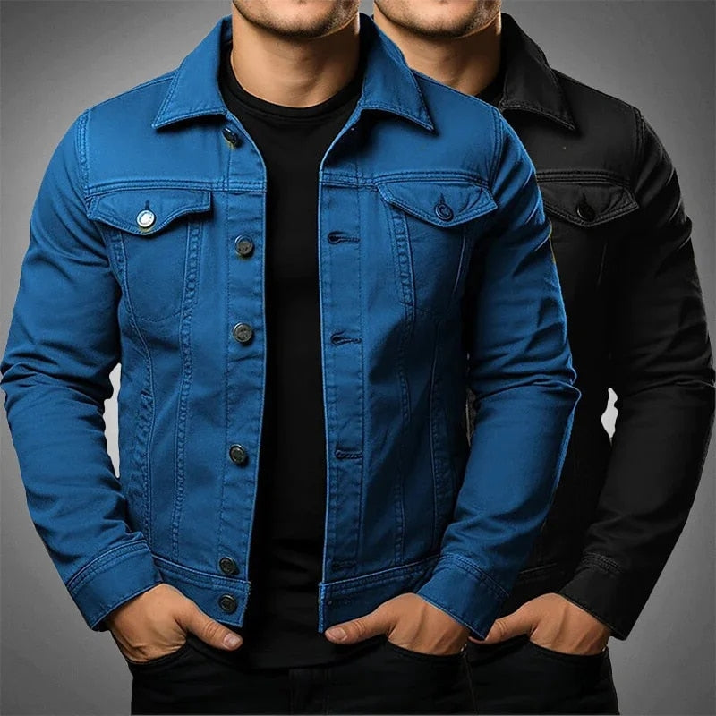 Men's Jacket Denim Coat Tooling Solid Color Thick Coat