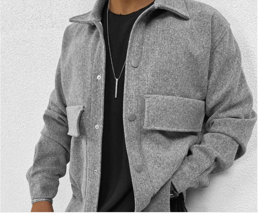 Men's Print Contrasting Lapel Long Sleeve Shirt