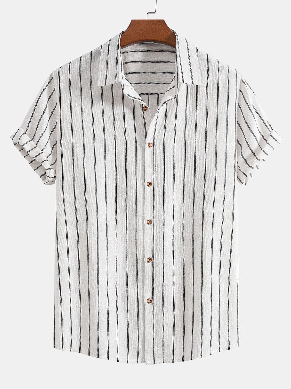 Striped Digital Printing Men's Short-sleeved Shirt