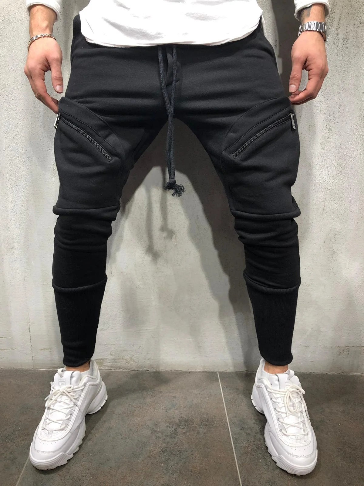 Men Sports Zipper Casual Pants