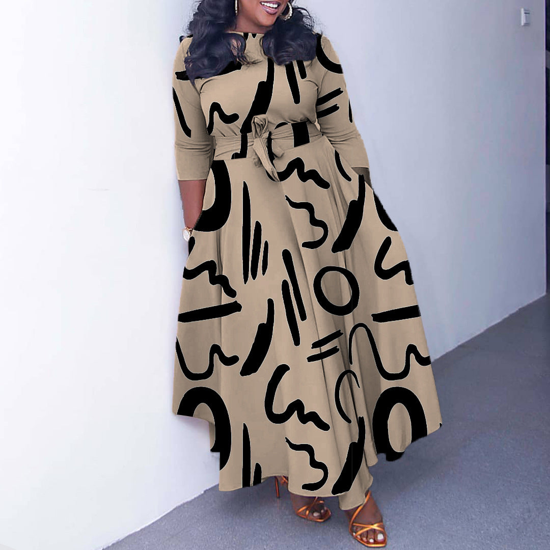 Fashion Elegant Tied African Plus Size Long Dress