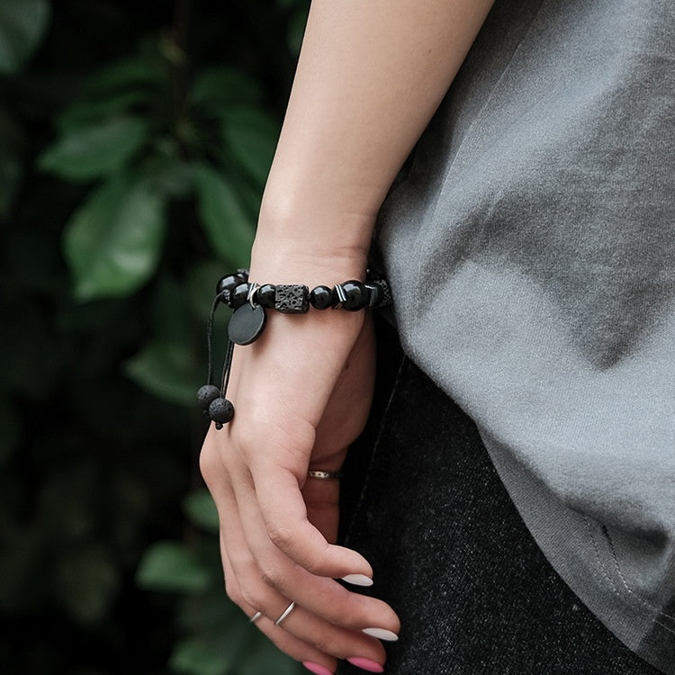 Vintage Volcanic Rock Original Natural Obsidian Bracelet