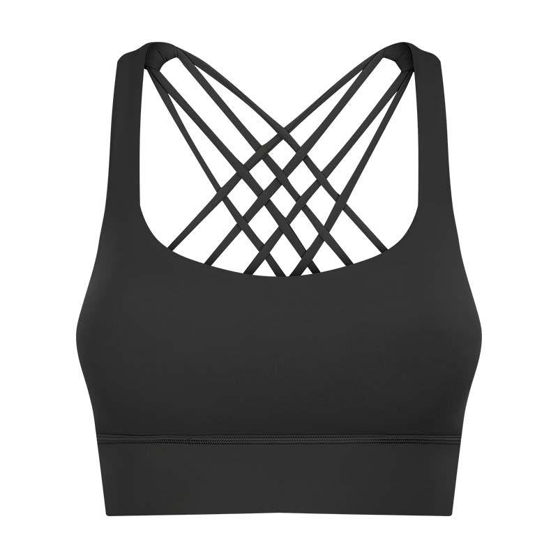 Fitness Women's Hem Widened Cross Beautiful Back Gather Sports Bra