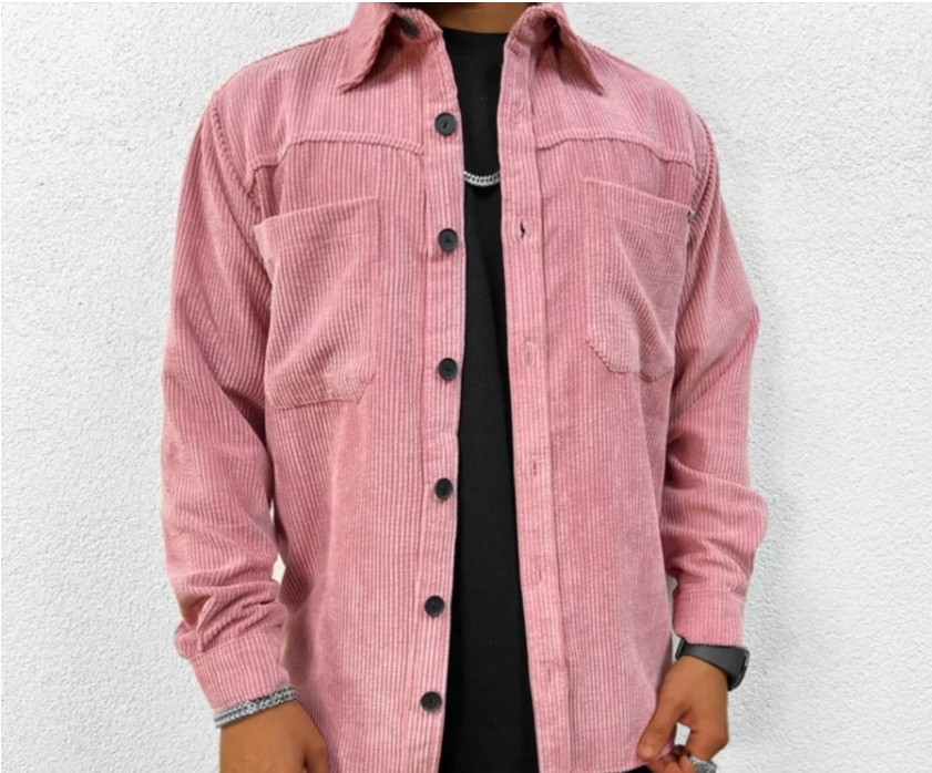 Men's Print Contrasting Lapel Long Sleeve Shirt