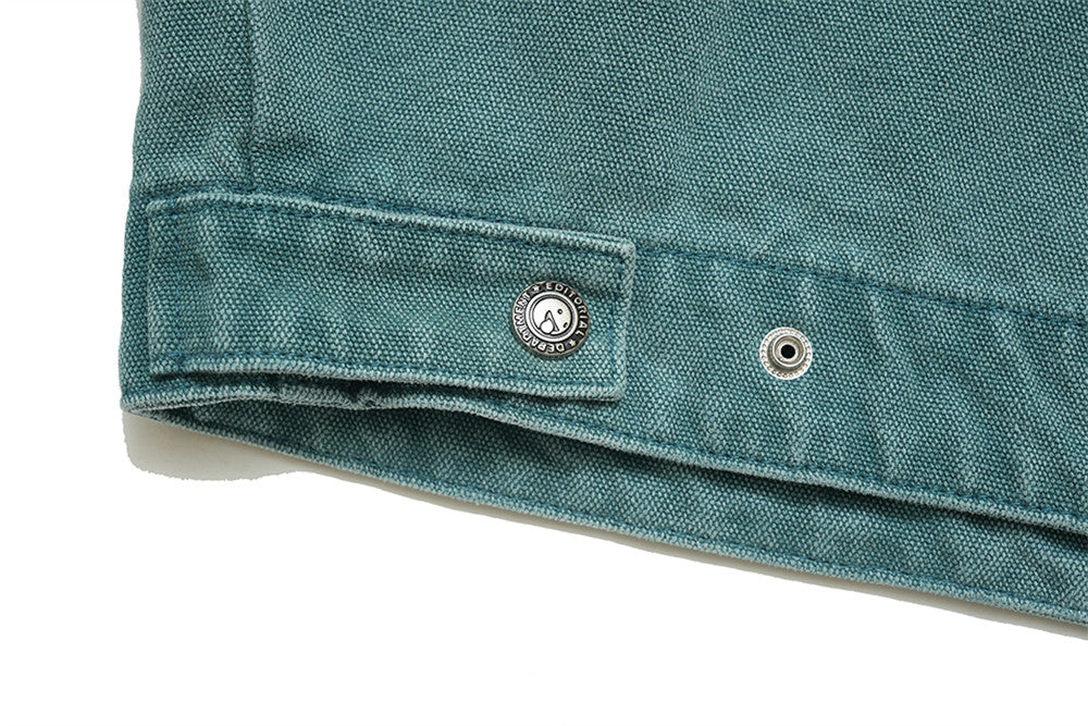 Color Stitching Turnover Neck Zipper Men's Spring And Autumn Loose Casual Canvas Workwear Denim Jacket