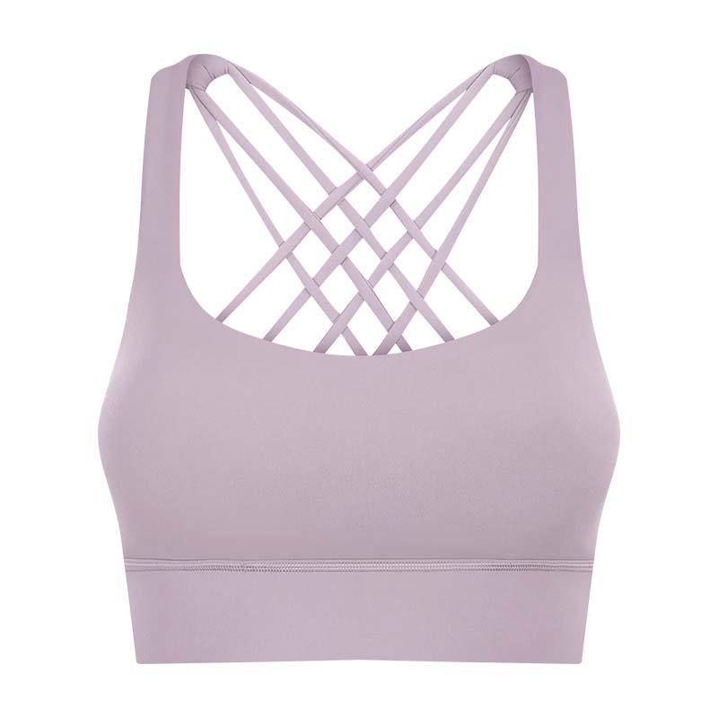 Fitness Women's Hem Widened Cross Beautiful Back Gather Sports Bra