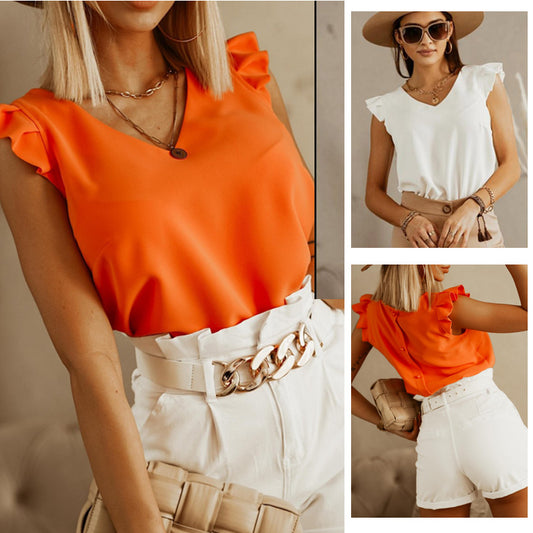 Summer Solid Color Short-sleeved Shirt