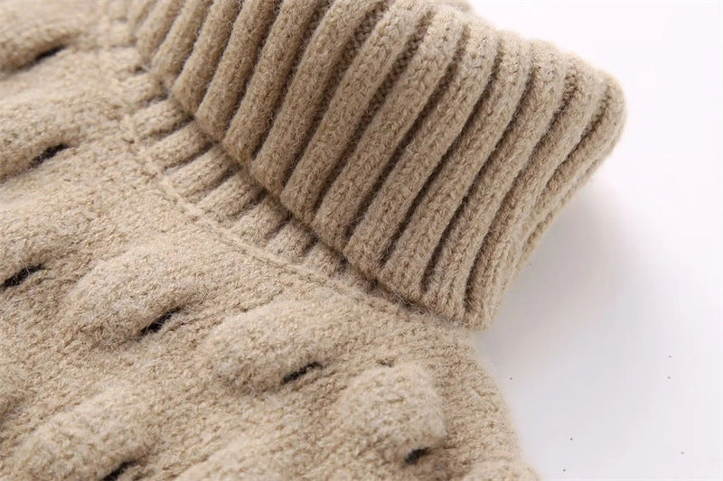 Fashion Simple Turtleneck Texture Knitted Short Vest