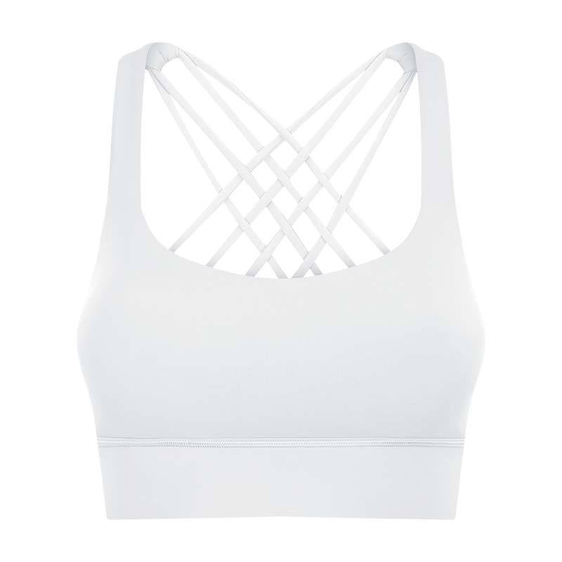 Fitness Women's Hem Widened Cross Beautiful Back Gather Sports Bra